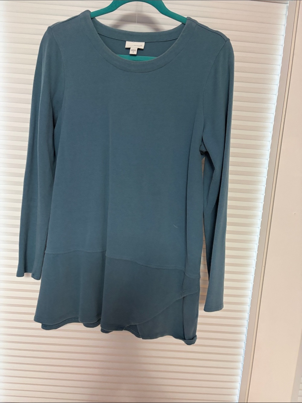 J Jill Women's Long Sleeve Teal Peplum Top